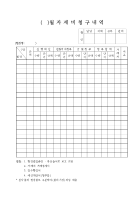 월자재비청구내역 월자재비청구내역
